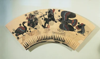 Fragment av en vas, som avbildar Herakles när han befriar Prometheus från hans plåga genom en örn