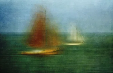 Fridfulla segelbåtar på havet