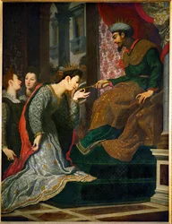 Esther inför Ahasverus (allmänt identifierad som Xerxes I) (målning på duk)