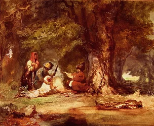 Ryska soldater under de kaukasiska krigen 1817-64 (akvarell på papper)