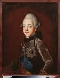 Porträtt av storhertig Pavel Petrovich (1754-1801), som barn (tsar Paul I av Ryssland). Målning av Grigori Serdyukov (1744-1785), olja på duk
