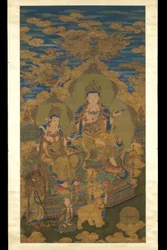 Två versioner av bodhisattva Guanyin, ca 1750 (bläck & färg på siden)