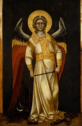 Ängel med demon på kedja av Guariento (aktiv 1338-1367 eller 1370), tempera på panel, cirka 1354