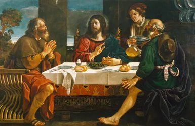 Nattvarden i Emmaus, av Giovanni Francesco Barbieri, känd som Guercino (1591-1666), olja på duk