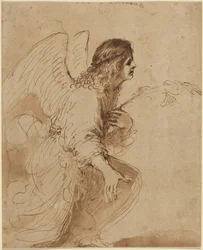 Ängeln vid bebådelsen, ca 1638-1639 (teckning med penna och bläck)