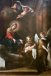 Madonnan med fra Felice da Cantalice, spädbarnet Jesus och en ängel, Guercino