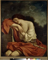 Sova Endymion. Målning av Giovanni Francesco Barbieri känd som Guercino eller Le Guerchin (1591-1666), olja på duk. italiensk konst