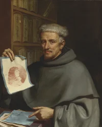 "" Porträtt av målaren Bonaventura Bisi "" (Porträtt av Fra Bonaventura Bisi (1601-1659) kallad Il Pittorino) Målning av Giovanni Francesco Barbieri kallad Guercino eller Guerchin (1591-1666) Privatsamling från 1600-talet