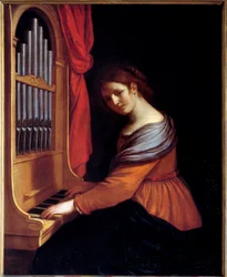 Saint Cecile. Målning av Barbieri Giovanni Francesco dit Le Guerchin (1591-1666)