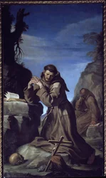 Saint Francois Adoring the Cross - Olja på duk