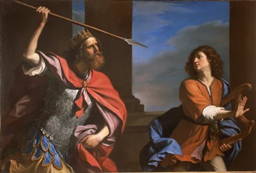 Saul attackerar David (olja på duk)