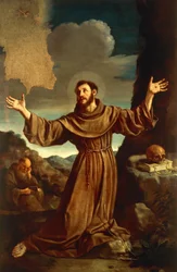 St. Franciskus av Assisi tar emot Stigmata (olja på duk)