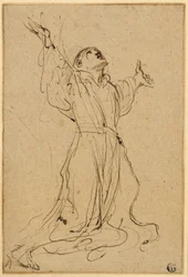 Studie för Saint Francis som tar emot Stigmata