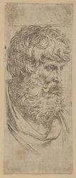 Byst av en skäggig man, ca. 1600-1640.
