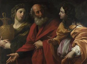 Lot och hans döttrar lämnar Sodom, ca. 1615