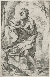 Saint Hieronymus (etsning på lagt papper)