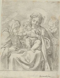 Den heliga familjen med Saint Clare, 1590-1600.