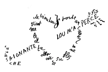 Blödande pil, Calligram Dikt