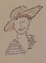 Kalligram "Reconnais-toi" för Coco Chanel, ca 1918