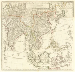 1705 års karta - Karta över Indien och Kina