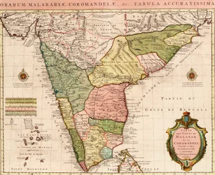 Karta över Indiska oceanen, ca 1722 (kolorerad gravyr)