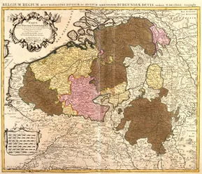 Karta över katolska Nederländerna (Belgien och Luxemburg) (etsning
