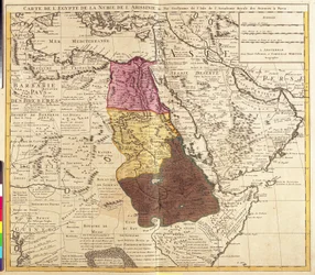 Karta över Egypten, Nubien (Sudan) och Abessinien (Etiopien)