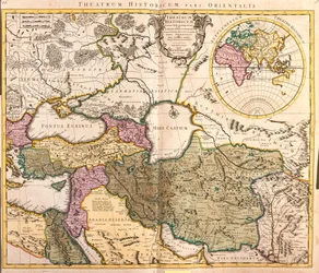 Karta över Kaspiska havets grannländer - Ryssland, Armenien, Persien, Kazakstan, Turkmenistan