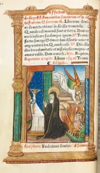 Tryckt timbok (Roms bruk): fol. 84v, dominikansk nunna i bön