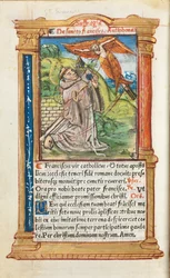 Tryckt timbok Användning av Rom: fol. 106v, St Francis av Assisi, 1510.