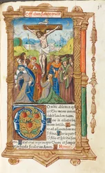 Tryckt timbok Användning av Rom: fol. 55r, Korsfästelsen, 1510.