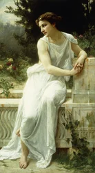 Flicka från Pompeji i en trädgård