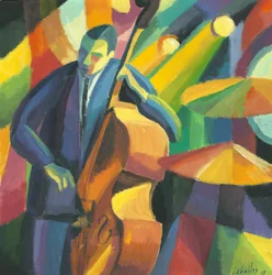 Kontrabasist, 2008 (gouache på papper)