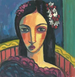 Flicka med en blomma i håret, 2012 (gouache på papper)