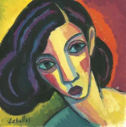 Kvinnoansikte på papper, 2010 (gouache på papper)