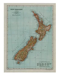 Karta över Nya Zeeland, c1910