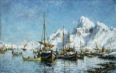 Från hamnen i Solvaer (olja på duk)