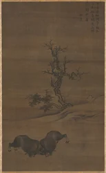 Herdboys and Buffalo in Landscape, 1200-tal.