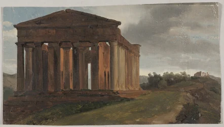 Ett tempel i Agrigento, Sicilien (olja på papper monterad på masonit)