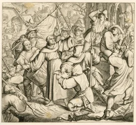Martin Luther predikar i Seeburg mot bondekriget