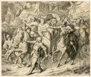 Kidnappningen av Martin Luther på hans återresa - 1521 - av Hauptmann von Berlepsch och Burkhard Hund, eftersom det fanns tjuren för bannlysning av påven och kejsarens fredlöshet