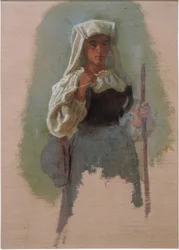Italiensk kvinna med en pinne