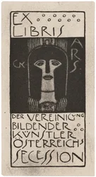 Bokskylt från Ver Sacrum, utgiven 1898-99 av Gerlach, Schenk och Seeman