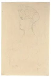 Bystprofilporträtt från vänster, ca 1904-05 (blyerts med vit och röd krita på japanskt similipapper)