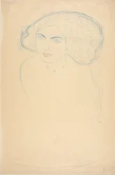 Head of a Woman, ca 1916 (färgpenna på papper)