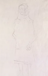 Mada Primavesi, ca 1925 (penna på glittrigt japanskt papper)