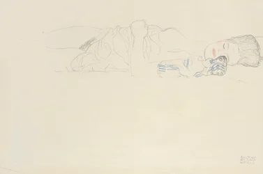 Liggande halvnaken till höger, ca 1914-15