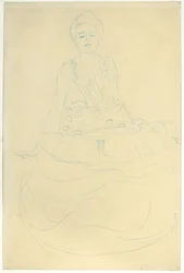 Sittande Halvlångt naken framifrån; Sittande halvnaken framifrån, 1907