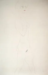 Stående naken (penna på papper)