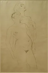 Stående älskare (studie för Adam och Eva)